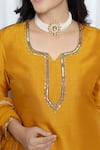 Buy_Saangi_Mustard Organza, Chanderi Silk Gota Patti, Zari, Sequins, Burnt Kurta Set _Online_at_Aza_Fashions
