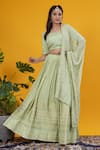 Buy_Saangi_Green Georgette Embroidery, Sequins Scoop Pastel Sage Chikankari Lehenga Set _at_Aza_Fashions