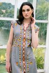 Shop_Shagun Nagi The Label_Gray Organza Embroidery Scallop Dress _Online_at_Aza_Fashions