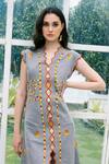 Shagun Nagi The Label_Gray Organza Embroidery Scallop Dress _at_Aza_Fashions