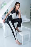 Buy_Shagun Nagi The Label_Black Embroidery V-neck Patchwork Top And Pant Set _at_Aza_Fashions