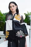 Shagun Nagi The Label_Black Denim, Cotton Applique, Embroidery Collared Shirt With Pant _Online_at_Aza_Fashions