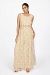 Shop_Dev And Viv_Beige Lace Round Neck Embroidered Dress _Online_at_Aza_Fashions