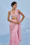 Chamee And Palak_Blush Georgette, Silk, Net Sequins, Razia Pre-drape Saree And Blouse Set _at_Aza_Fashions