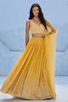 Buy_Chamee And Palak_Yellow Georgette, Silk, Net Sequins, Embroidery Zohra Blouse And Lehenga Set _at_Aza_Fashions
