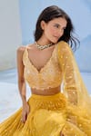 Shop_Chamee And Palak_Yellow Georgette, Silk, Net Sequins, Embroidery Zohra Blouse And Lehenga Set _Online_at_Aza_Fashions
