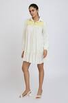 Buy_Dev And Viv_Off White Cotton Embroidery Collared Yoke Dress _at_Aza_Fashions