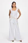 Buy_Dev And Viv_White Rayon Embroidery Square Neck Floral Patterm Jumpsuit _at_Aza_Fashions