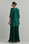 Shop_Ikshita Choudhary_Green Chanderi, Organza Embroidery Round Neck Kurta And Gharara Set _at_Aza_Fashions
