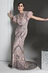 Buy_Opus Atelier_Mauve Tulle, Net, Satin Embroidery, Beads, Sequins, Feathers Christina Gown _at_Aza_Fashions