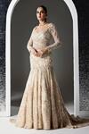 Buy_Opus Atelier_Ivory Tulle, Net, Satin Beads, Sequins Sweetheart Neck Aurelle Embroidered Gown _at_Aza_Fashions