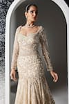 Buy_Opus Atelier_Ivory Tulle, Net, Satin Beads, Sequins Sweetheart Neck Aurelle Embroidered Gown _Online_at_Aza_Fashions