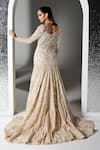 Shop_Opus Atelier_Ivory Tulle, Net, Satin Beads, Sequins Sweetheart Neck Aurelle Embroidered Gown _at_Aza_Fashions