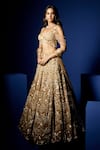 Opus Atelier_Gold Net, Tulle Sequins, Beads, Embroidery, Metallic Thread Cielo Lehenga Set _Online_at_Aza_Fashions