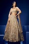 Buy_Opus Atelier_Gold Net, Tulle Sequins, Beads, Embroidery, Metallic Thread Cielo Lehenga Set _at_Aza_Fashions