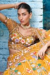 Opus Atelier_Yellow Net, Tulle Embroidery, Sequins, Beads Multicolour Zion Lehenga Set _Online_at_Aza_Fashions