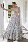 Buy_Opus Atelier_Aqua Tulle, Net Sequins, Embroidery Sweetheart Neck Lehenga Set _at_Aza_Fashions