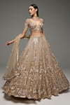 Opus Atelier Gold Tulle, Net, Satin Sequins, Embroidery, Zari V-neck Megan Lehenga Set at Aza Fashions Opus Atelier_Gold Tulle, Net, Satin Sequins, Embroidery, Zari V-neck Megan Lehenga Set _at_Aza_Fashions