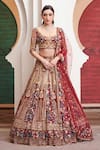 Buy_Opus Atelier_Red Tulle, Net Embroidery, Beads, Sequins, Zari Dilara Bridal Lehenga Set _at_Aza_Fashions