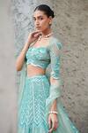 Opus Atelier_Aqua Tulle, Satin, Net Embroidery, Sequins Turquoise Celeste Lehenga Set _Online_at_Aza_Fashions
