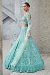 Buy_Opus Atelier_Aqua Tulle, Satin, Net Embroidery, Sequins Turquoise Celeste Lehenga Set _Online_at_Aza_Fashions