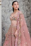 Opus Atelier Peach Tulle, Net Sequins, Beads, Metallic And Gold Shahnaz Bridal Lehenga Set Online at Aza Fashions Opus Atelier_Peach Tulle, Net Sequins, Beads, Metallic And Gold Shahnaz Bridal Lehenga Set _Online_at_Aza_Fashions