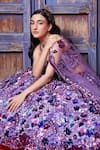 Opus Atelier_Purple Tulle, Net Sequins, Beads, Embroidery, Applique, Corsage Lehenga Set _Online_at_Aza_Fashions