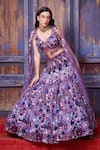 Shop_Opus Atelier_Purple Tulle, Net Sequins, Beads, Embroidery, Applique, Corsage Lehenga Set _at_Aza_Fashions