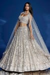 Shop Opus Atelier Beige Tulle, Net Sequins, Embroidery, Stones, Beads Light Seraphim Lehenga Set at Aza Fashions Shop_Opus Atelier_Beige Tulle, Net Sequins, Embroidery, Stones, Beads Light Seraphim Lehenga Set _at_Aza_Fashions