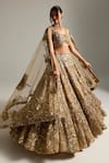 Opus Atelier_Gold Net, Tulle Embroidery, Sequins, Zari, Stones, Vivanna Bridal Lehenga Set _Online_at_Aza_Fashions