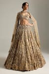 Shop_Opus Atelier_Gold Net, Tulle Embroidery, Sequins, Zari, Stones, Vivanna Bridal Lehenga Set _Online_at_Aza_Fashions