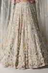 Opus Atelier_Ivory Tulle, Net Embroidery, Sequins, Beads, Tassels Light Valerie Lehenga Set _Online_at_Aza_Fashions