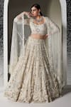Opus Atelier_Ivory Tulle, Net Embroidery, Sequins, Beads, Tassels Light Valerie Lehenga Set _at_Aza_Fashions