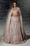 Buy_Opus Atelier_Purple Tulle, Net Embroidery, Sequins, Stones Lilac Verena Lehenga Set _Online_at_Aza_Fashions