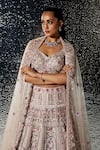 Opus Atelier_Purple Tulle, Net Embroidery, Sequins, Stones Lilac Verena Lehenga Set _at_Aza_Fashions
