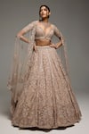 Buy_Opus Atelier_Beige Net, Tulle Sequins, Embroidery, Zari Sweetheart Gabriella Lehenga Set _at_Aza_Fashions