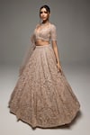 Shop_Opus Atelier_Beige Net, Tulle Sequins, Embroidery, Zari Sweetheart Gabriella Lehenga Set _at_Aza_Fashions
