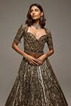 Buy_Opus Atelier_Gold Tulle, Net Sequins, Zari, Embroidery, Tassels Olive Penelope Lehenga Set _Online_at_Aza_Fashions