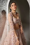 Opus Atelier_Pink Tulle, Net, Satin Embroidery, Sequins, Metallic Blush Layla Lehenga Set _Online_at_Aza_Fashions