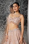 Buy_Opus Atelier_Pink Tulle, Net, Satin Embroidery, Sequins, Metallic Blush Layla Lehenga Set _Online_at_Aza_Fashions