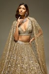 Opus Atelier_Gold Net, Satin, Tulle Sequins, Beads, Embroidery, Juniper Bridal Lehenga Set _Online_at_Aza_Fashions