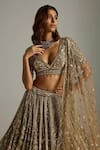 Buy_Opus Atelier_Gold Net, Satin, Tulle Sequins, Beads, Embroidery, Juniper Bridal Lehenga Set _Online_at_Aza_Fashions
