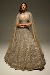 Shop_Opus Atelier_Gold Net, Satin, Tulle Sequins, Beads, Embroidery, Juniper Bridal Lehenga Set _Online_at_Aza_Fashions