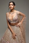 Opus Atelier_Gold Tulle, Satin, Net Embroidery, Dusty Mauve And Silver Elora Lehenga Set _Online_at_Aza_Fashions