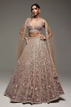 Buy_Opus Atelier_Gold Tulle, Satin, Net Embroidery, Dusty Mauve And Silver Elora Lehenga Set _at_Aza_Fashions