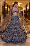 Buy_Opus Atelier_Navy Tulle, Net Sequins, Embroidery, Applique Midnight Blue Yasmine Lehenga Set _at_Aza_Fashions