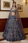 Buy_Opus Atelier_Navy Tulle, Net Sequins, Embroidery, Applique Midnight Blue Yasmine Lehenga Set _Online_at_Aza_Fashions