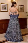 Shop_Opus Atelier_Navy Tulle, Net Sequins, Embroidery, Applique Midnight Blue Yasmine Lehenga Set _at_Aza_Fashions