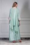 Shop_House Of Supriya_Aqua Silk, Chiffon Embroidery, Metallic Thread, Beads, Yoke Kurta Palazzo Set _at_Aza_Fashions
