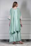 Shop_House Of Supriya_Aqua Dupion, Silk, Chiffon Embroidery, Tassels V-neck Asymmetric Kurta Set _at_Aza_Fashions